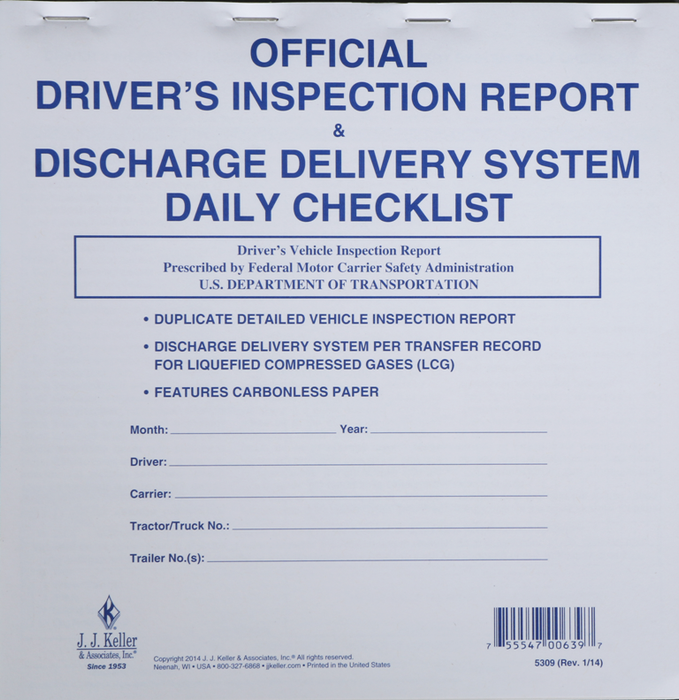 DRIVER'S INSPECTION REPORT & DISCHARGE DELIVERY SYSTEM DAILY CHECKLIST