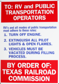 RRC MOTOR FUEL FILLING PROCEDURES SIGN (FOR TEXAS ONLY)