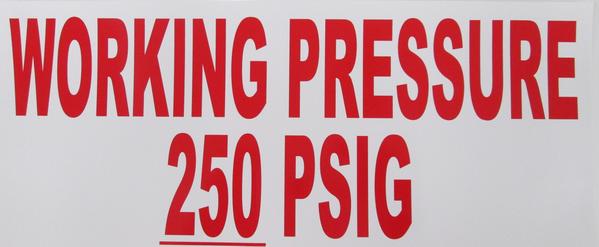 WORKING PRESSURE DECAL
