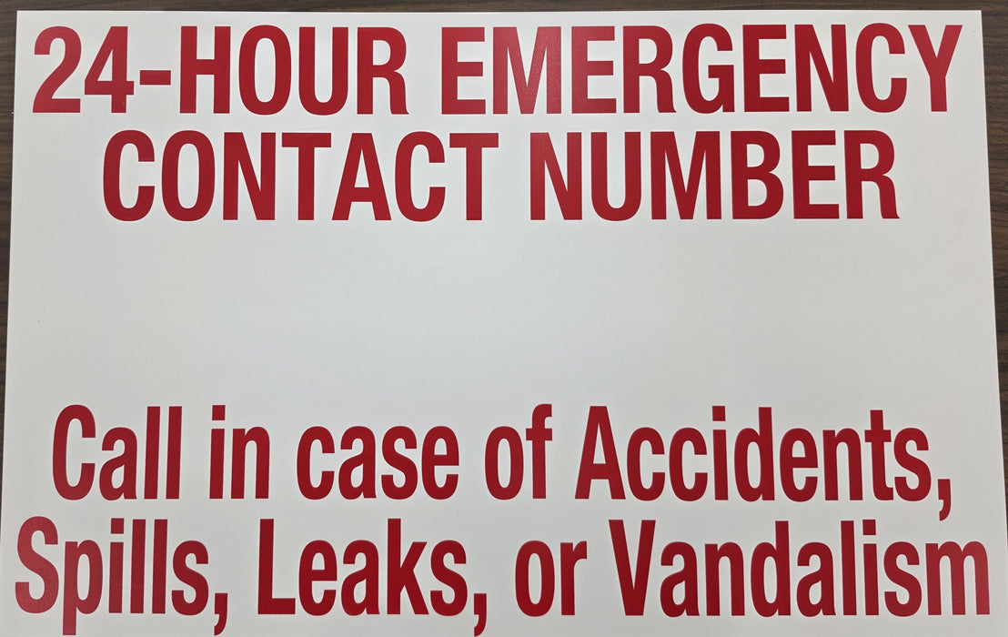 24-HOUR EMERGENCY CONTACT NUMBER SIGN
