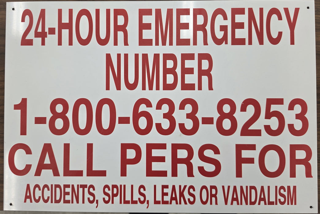 24-HOUR EMERGENCY NUMBER SIGN