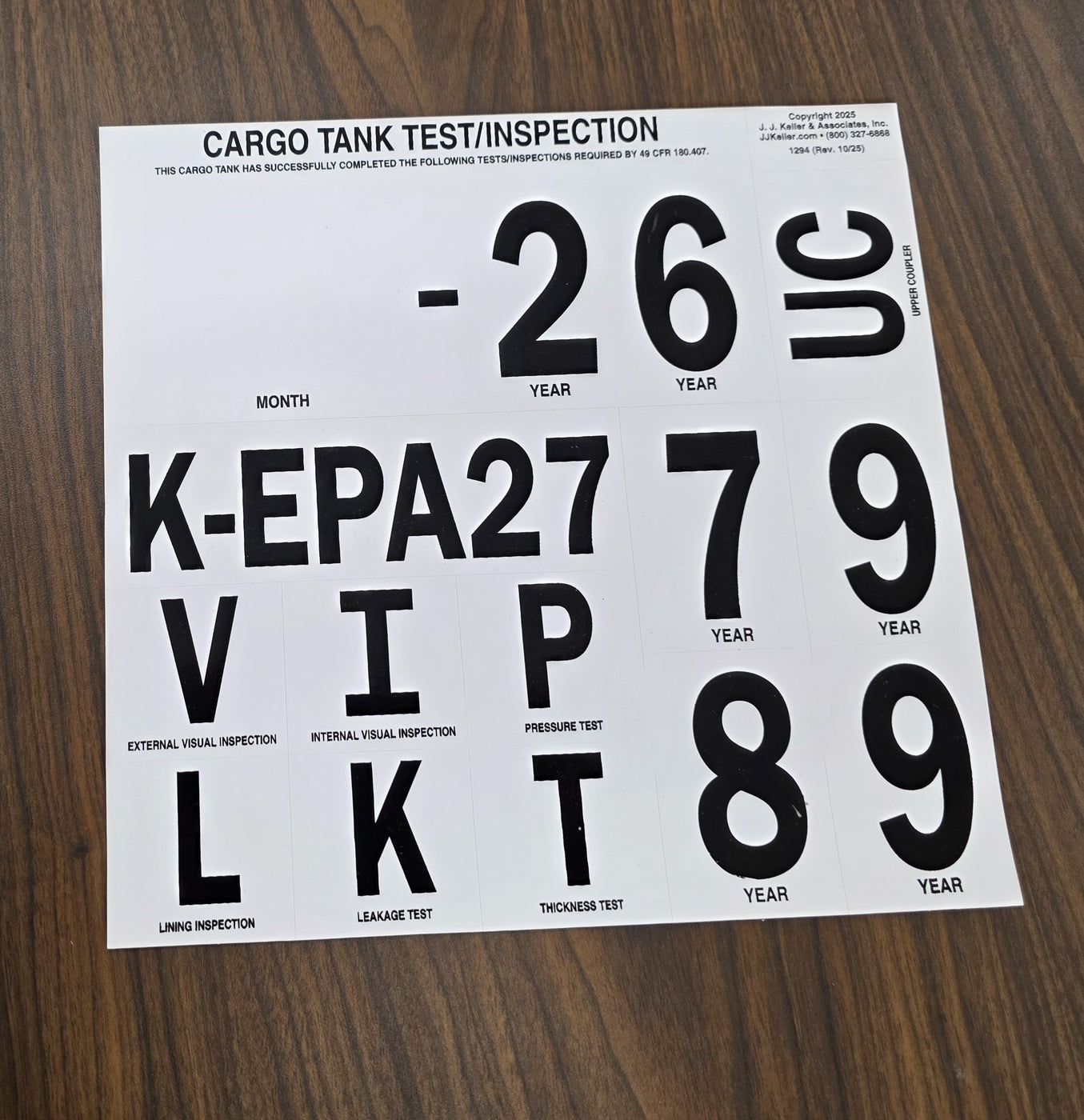 UPDATED! CARGO TANK INSPECTION MARKINGS — PSC