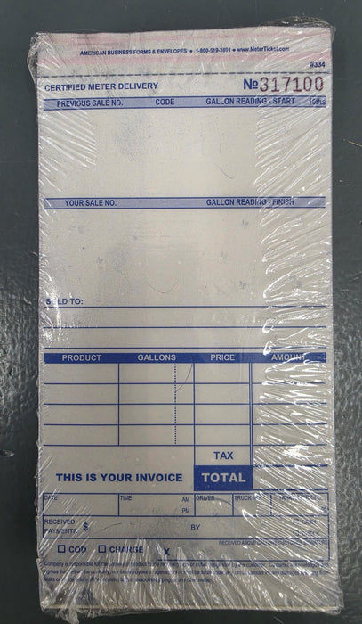 Blank Meter Tickets