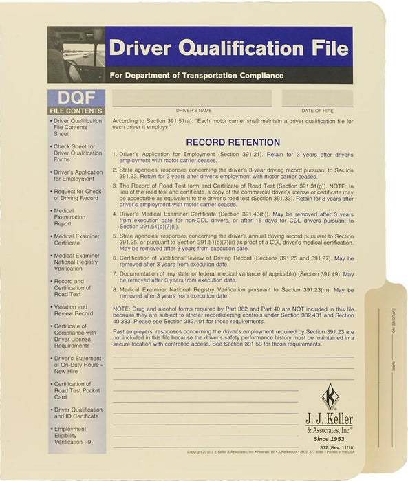 Driver Qualification File Folder