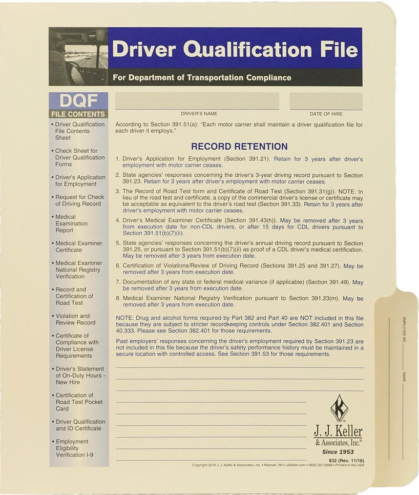 Driver Qualification File Folder — PSC