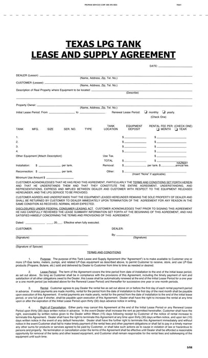 STANDARD TANK LEASE FORMS