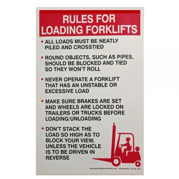 RULES FOR LOADING FORKLIFTS DECAL