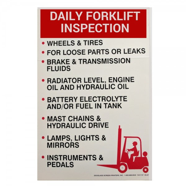 DISCONTINUED  DAILY FORKLIFT INSPECTION CHECKLIST